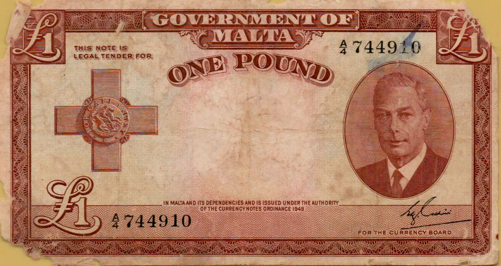 Malta 1 1949 F+ P-22